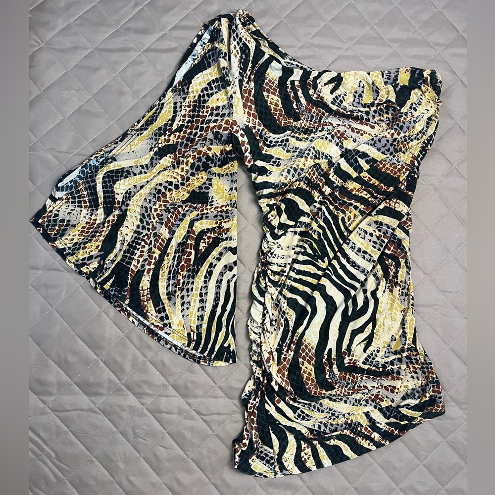 Va Va Voom One-Shoulder Tiger Stripe Blouse – Size M